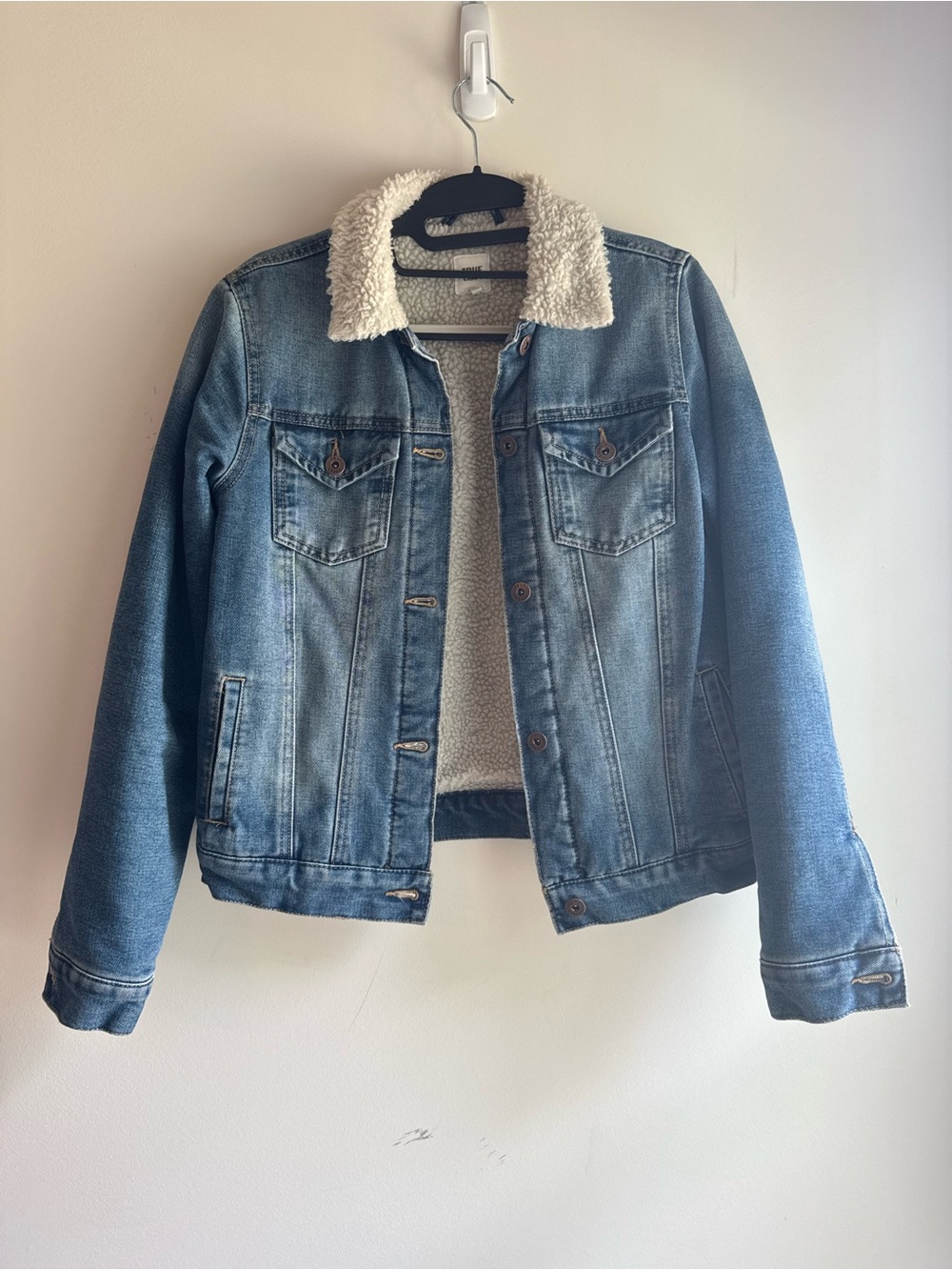 True Craft Blue Denim Sherpa-Lined Jacket